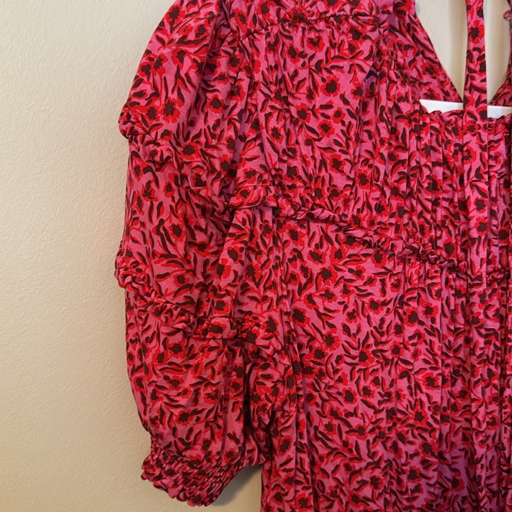Boden l Elegant Red Floral Dress - Picture 4 of 7